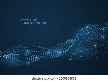 Futuristic abstract wave dot gradient line and illuminated light ball template background. Idea both for print and web promotion design.