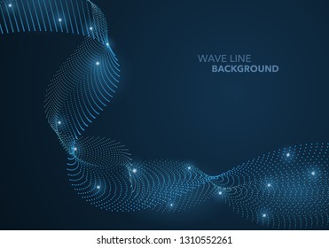 Futuristic abstract wave dot gradient line and illuminated light ball template background. Idea both for print and web promotion design.