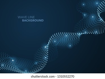 Futuristic abstract wave dot gradient line and illuminated light ball template background. Idea both for print and web promotion design.