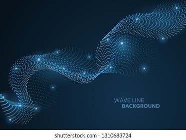 Futuristic abstract wave dot gradient line and illuminated light ball template background. Idea both for print and web promotion design.