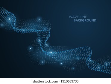 Futuristic abstract wave dot gradient line and illuminated light ball template background. Idea both for print and web promotion design.