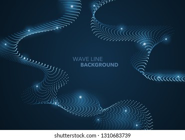 Futuristic abstract wave dot gradient line and illuminated light ball template background. Idea both for print and web promotion design.