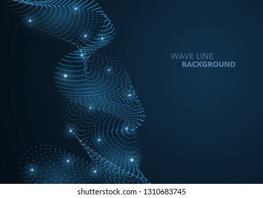 Futuristic abstract wave dot gradient line and illuminated light ball template background. Idea both for print and web promotion design.
