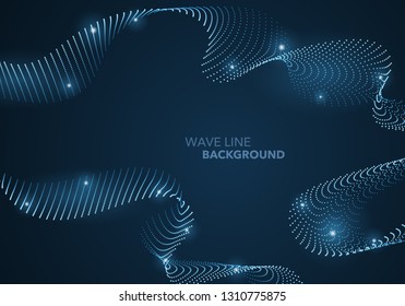 Futuristic abstract wave dot gradient line and illuminated light ball template background. Idea both for print and web promotion design.