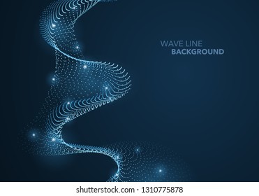 Futuristic abstract wave dot gradient line and illuminated light ball template background. Idea both for print and web promotion design.