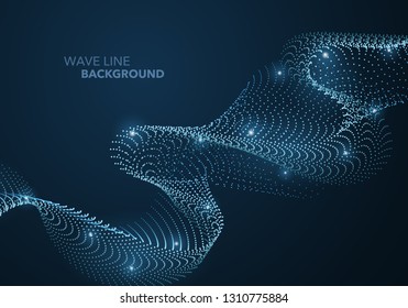 Futuristic abstract wave dot gradient line and illuminated light ball template background. Idea both for print and web promotion design.