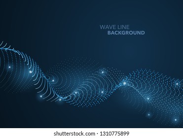 Futuristic abstract wave dot gradient line and illuminated light ball template background. Idea both for print and web promotion design.