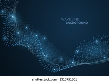 Futuristic abstract wave dot gradient line and illuminated light ball template background. Idea both for print and web promotion design.