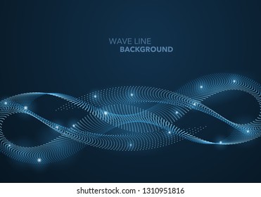 Futuristic abstract wave dot gradient line and illuminated light ball template background. Idea both for print and web promotion design.