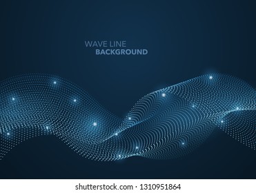 Futuristic abstract wave dot gradient line and illuminated light ball template background. Idea both for print and web promotion design.