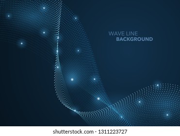 Futuristic abstract wave dot gradient line and illuminated light ball template background. Idea both for print and web promotion design.