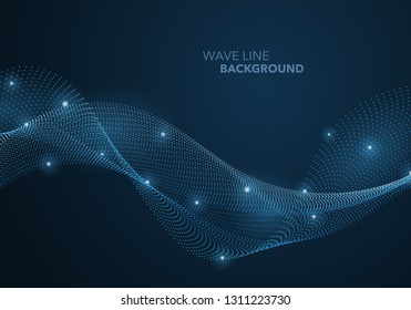 Futuristic abstract wave dot gradient line and illuminated light ball template background. Idea both for print and web promotion design.