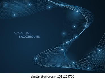 Futuristic abstract wave dot gradient line and illuminated light ball template background. Idea both for print and web promotion design.