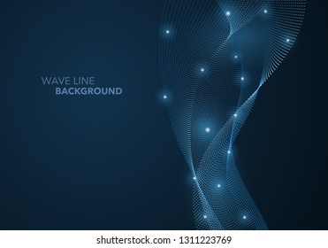 Futuristic abstract wave dot gradient line and illuminated light ball template background. Idea both for print and web promotion design.