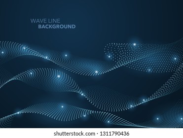 Futuristic abstract wave dot gradient line and illuminated light ball template background. Idea both for print and web promotion design.