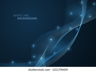Futuristic abstract wave dot gradient line and illuminated light ball template background. Idea both for print and web promotion design.