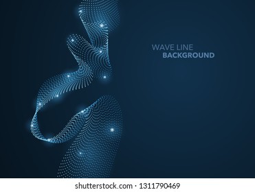 Futuristic abstract wave dot gradient line and illuminated light ball template background. Idea both for print and web promotion design.