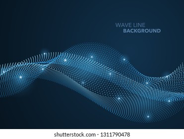 Futuristic abstract wave dot gradient line and illuminated light ball template background. Idea both for print and web promotion design.