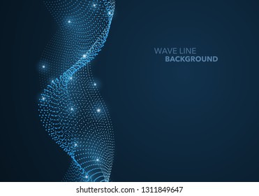 Futuristic abstract wave dot gradient line and illuminated light ball template background. Idea both for print and web promotion design.