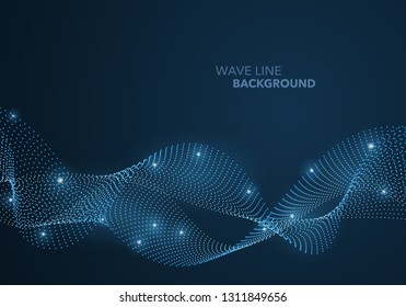 Futuristic abstract wave dot gradient line and illuminated light ball template background. Idea both for print and web promotion design.