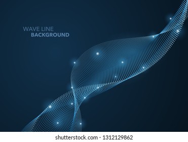 Futuristic abstract wave dot gradient line and illuminated light ball template background. Idea both for print and web promotion design.