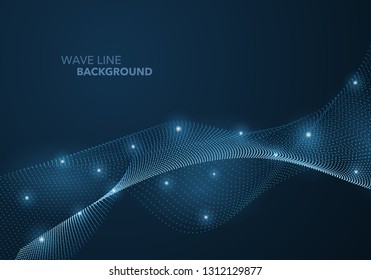 Futuristic abstract wave dot gradient line and illuminated light ball template background. Idea both for print and web promotion design.