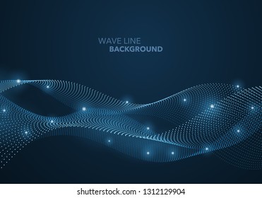 Futuristic abstract wave dot gradient line and illuminated light ball template background. Idea both for print and web promotion design.