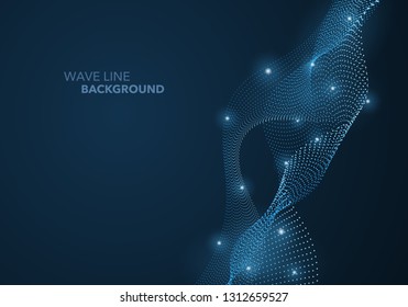 Futuristic abstract wave dot gradient line and illuminated light ball template background. Idea both for print and web promotion design.