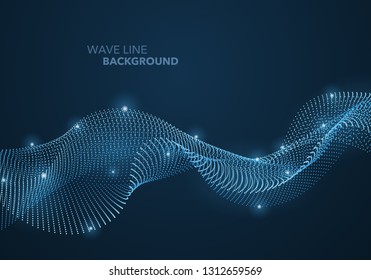 Futuristic abstract wave dot gradient line and illuminated light ball template background. Idea both for print and web promotion design.