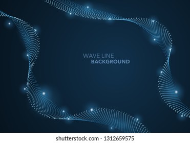 Futuristic abstract wave dot gradient line and illuminated light ball template background. Idea both for print and web promotion design.