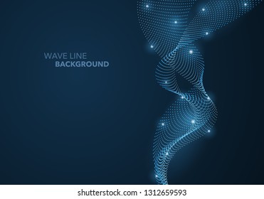 Futuristic abstract wave dot gradient line and illuminated light ball template background. Idea both for print and web promotion design.