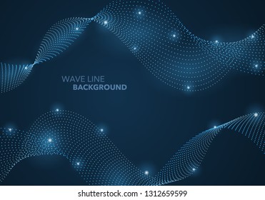 Futuristic abstract wave dot gradient line and illuminated light ball template background. Idea both for print and web promotion design.