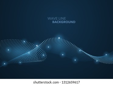 Futuristic abstract wave dot gradient line and illuminated light ball template background. Idea both for print and web promotion design.