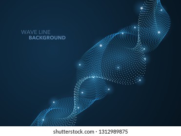 Futuristic abstract wave dot gradient line and illuminated light ball template background. Idea both for print and web promotion design.