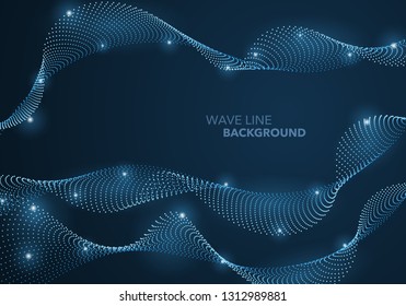 Futuristic abstract wave dot gradient line and illuminated light ball template background. Idea both for print and web promotion design.