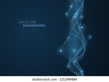 Futuristic abstract wave dot gradient line and illuminated light ball template background. Idea both for print and web promotion design.