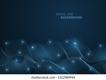 Futuristic abstract wave dot gradient line and illuminated light ball template background. Idea both for print and web promotion design.