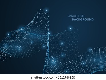 Futuristic abstract wave dot gradient line and illuminated light ball template background. Idea both for print and web promotion design.
