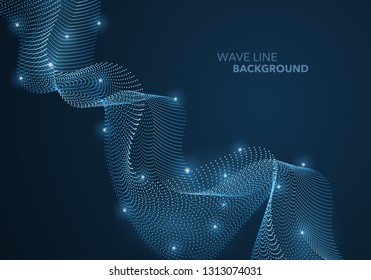 Futuristic abstract wave dot gradient line and illuminated light ball template background. Idea both for print and web promotion design.