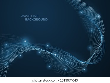 Futuristic abstract wave dot gradient line and illuminated light ball template background. Idea both for print and web promotion design.