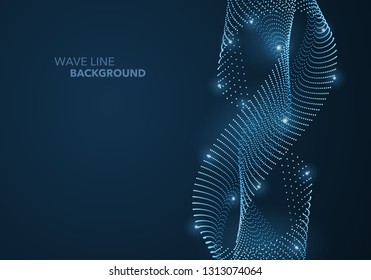 Futuristic abstract wave dot gradient line and illuminated light ball template background. Idea both for print and web promotion design.