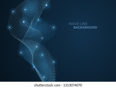 Futuristic abstract wave dot gradient line and illuminated light ball template background. Idea both for print and web promotion design.