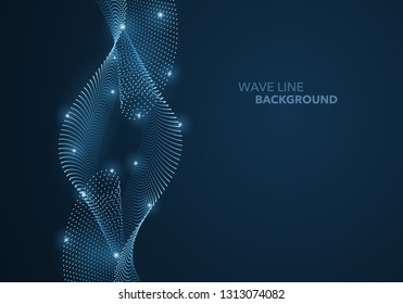 Futuristic abstract wave dot gradient line and illuminated light ball template background. Idea both for print and web promotion design.