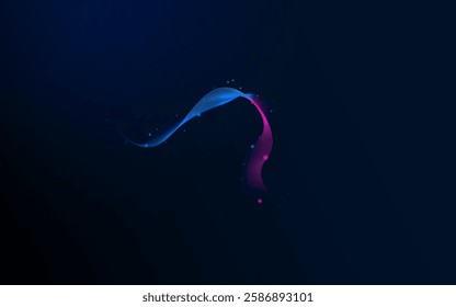 A futuristic abstract wave with glowing blue and pink particles on a dark background, creating a sleek and modern digital design.