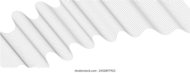 futuristic Abstract wavy background. Thin line on white. minimal round lines abstract tech background. Abstract wave element for design. Digital frequency track equalizer. Stylized line art background