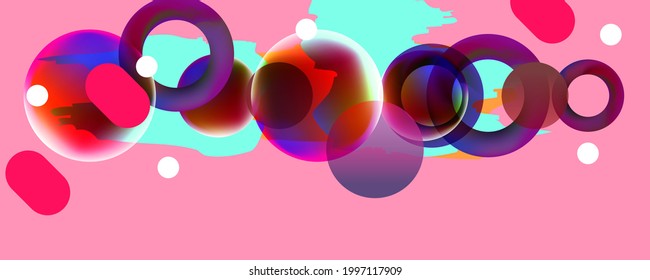 Futuristic abstraction background new trend colors 2021-2022. Graphic elements different colors line shapes and round shapes Live data style