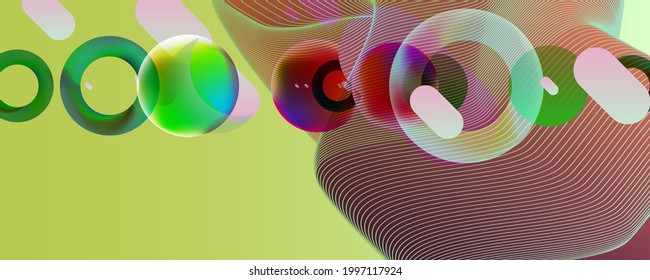 Nuevo fondo de abstracción futurista colores de tendencia 2021-2022. Elementos gráficos diferentes colores formas de línea y formas redondeadas Estilo de datos activo