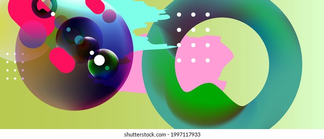 Futuristic abstraction background new trend colors 2021-2022. Graphic elements different colors line shapes and round shapes Live data style