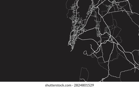Futuristic aesthetic representation of Mumbai roads highlighting the unique coastal silhouette and transit arterial pathways