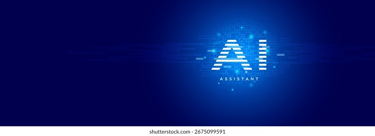 Fundo assistente de IA futurista com circuito digital brilhante, inovação de inteligência artificial, aprendizagem de máquina e design de tecnologia virtual.